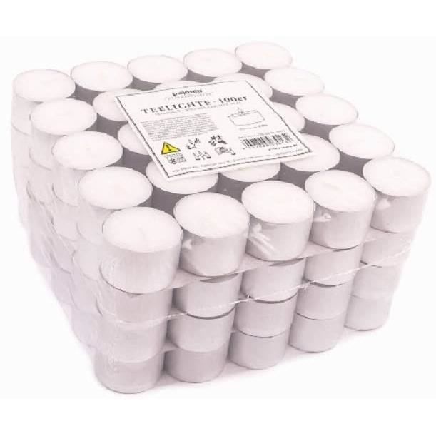Teelichter 100 Bougies Chauffe-Plat Marques qualité Blanc durée de Combustion 4 Heures 