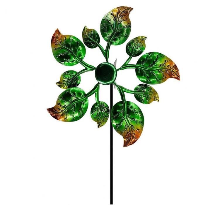 Moulin à Vent Décoratif Hexagonal En Bois - 120 Cm, Roulement à Billes, Pour Jardin Ou Terrasse