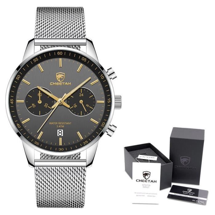 Montre Homme Chronographe Squelette Acier Inoxydable – Quartz Étanché 50m, Style Affaires Élégant Et Tendance