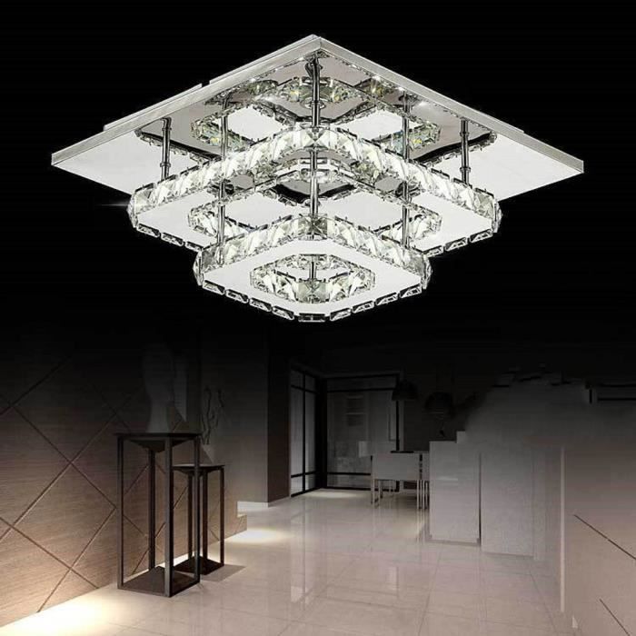 Plafonnier LED Moderne en Cristal COUNT - Marque - 1pcs 30cm Carré - Blanc - 40W - E27