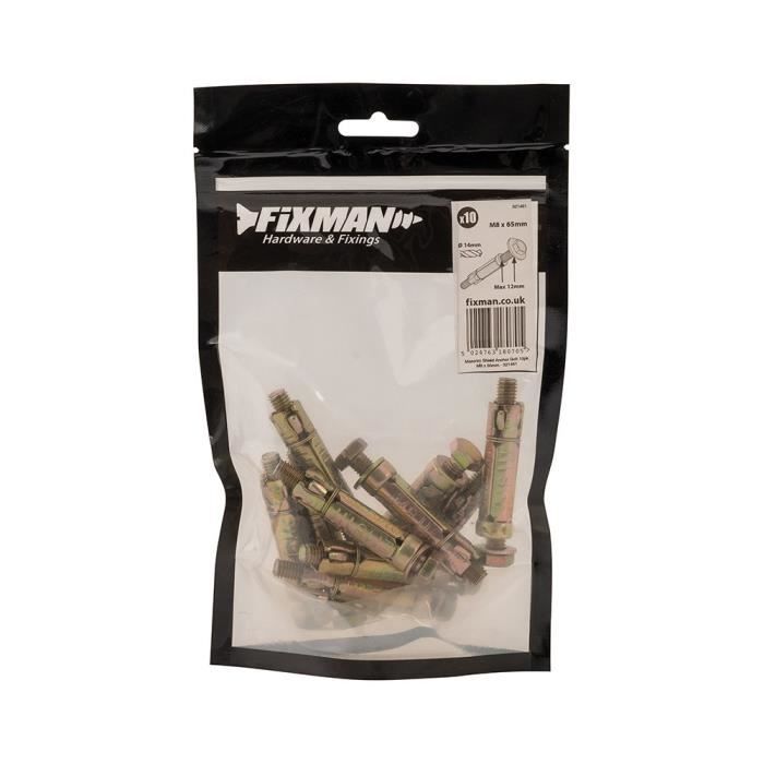 Fixman 321461 Boulons dancrage /à expansion Lot de 10 M8 12 x 65 mm