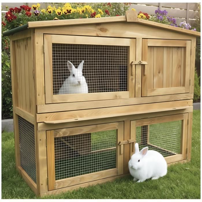 Comparer les prix de Cage lapin - Obelix - Modèle 002 - Extérieur - Marron - Bois de pin - 100 x 52 x 92 cm