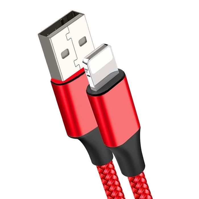 Câble USB Charge Rapide 3A pour iPhone 14, 13, 12, 11, XR, XS, 8