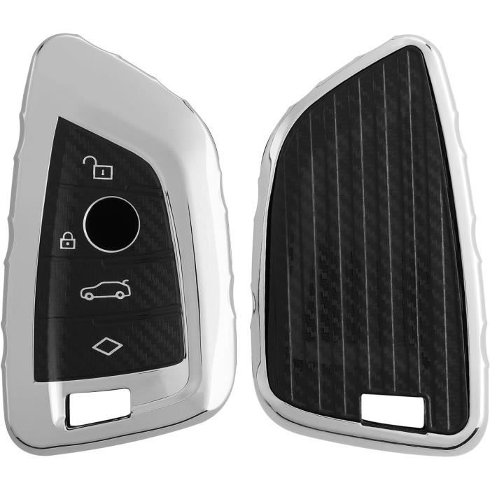 Lot De 2 Boîtiers Protection Clé Voiture Renault - Housse Silicone 4 Boutons Keyless Go + 2 Porte-clés, Compatible Clio, Espace, Talisman