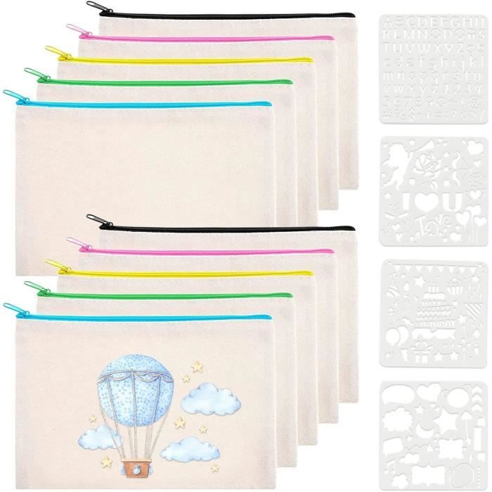 Imprimé Numériquement Pochette À Crayon En Toile Avec Fermeture À