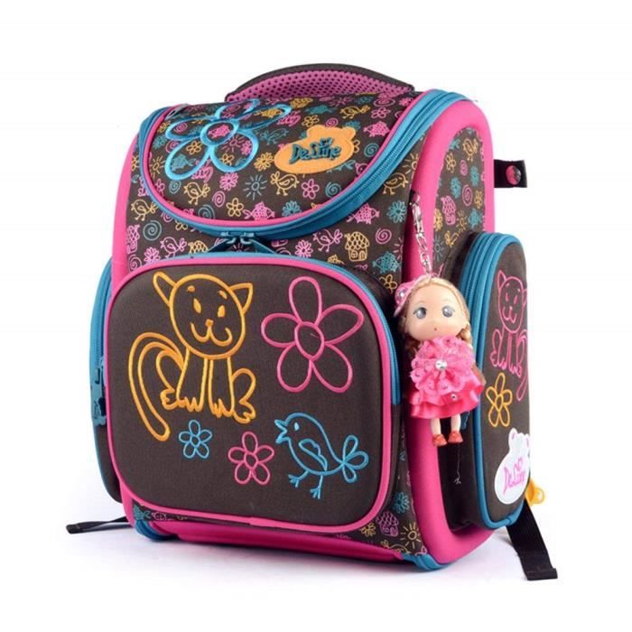 Delune Cartable allege Sac a dos Enfant Primaire Fille Convenir a Cahier 24x32 Sac a dos Ergonomique Grande capacite Chat Cdiscount