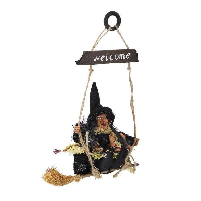 Décoration Halloween Suspendue : Sorcière Volante Sur Balai 65 Cm - Boland 73091
