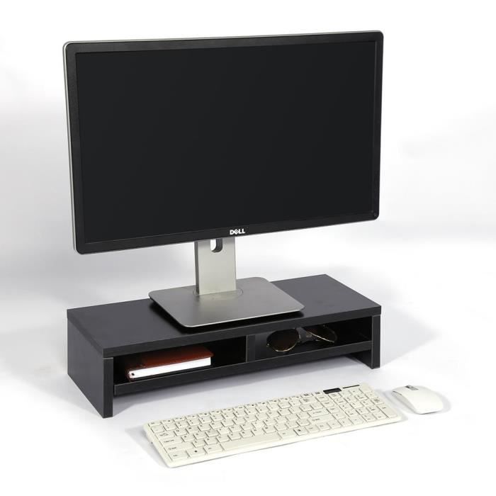 Support Rehausseur D'Écran D'Ordinateur - En Bois Et Métal, Ergonomique, Avec Espace De Rangement - Pour Bureau Maison
