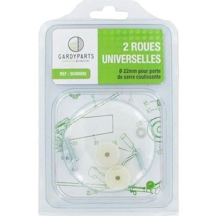Jeu de 2 roues universelles Ø22mm pour porte de serre coulissante