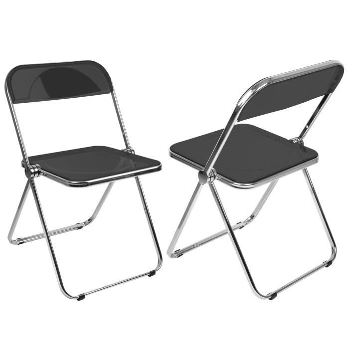 chaises de bureau pliantes noir uni - huole - lot de 2 - contemporain - design - intérieur