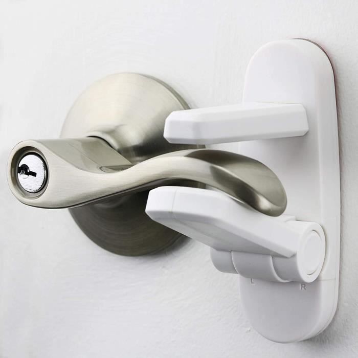 Bloque Poignee de Porte 2Pcs Serrures de Porte a Levier Serrures de Securite avec Adhesif 3M pour Bebe Enfants Animaux Blanc Cdiscount Puericulture Eveil bebe