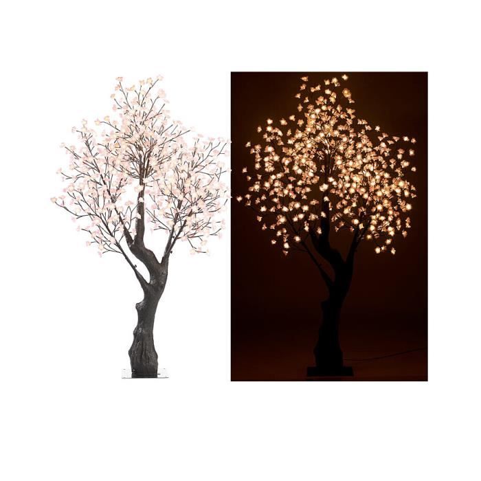 Arbre à LED, cerisier avec 576 fleurs lumineuses blanc chaud - 200 cm