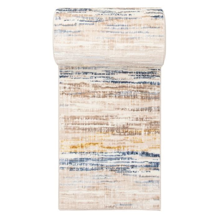 Tapis Couloir Mazovia 70x350 Cm Gris - Tapis Moderne Géométrique Lavable OEKO-TEX Pour Salon, Chambre Et Cuisine
