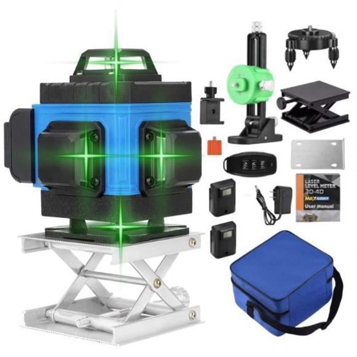 Ej.Life Niveau laser 360° 4D 16 lignes,Niveau laser vert auto-nivelant