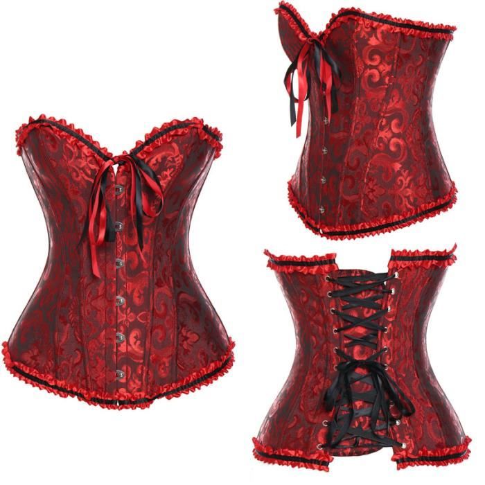 Corset Bustier Femme En Satin - Grande Taille - Lacets Dos Rétro - Pour Mise En Forme Et Soirée