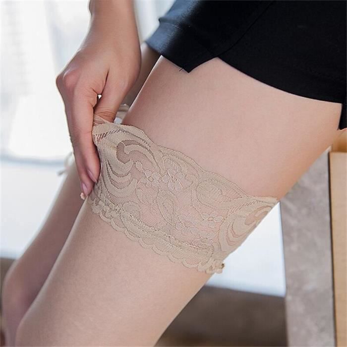Bas De Cuisse Noirs Femme Avec Dentelle Transparente Et Porte-jarretelles Attaché - Grande Taille