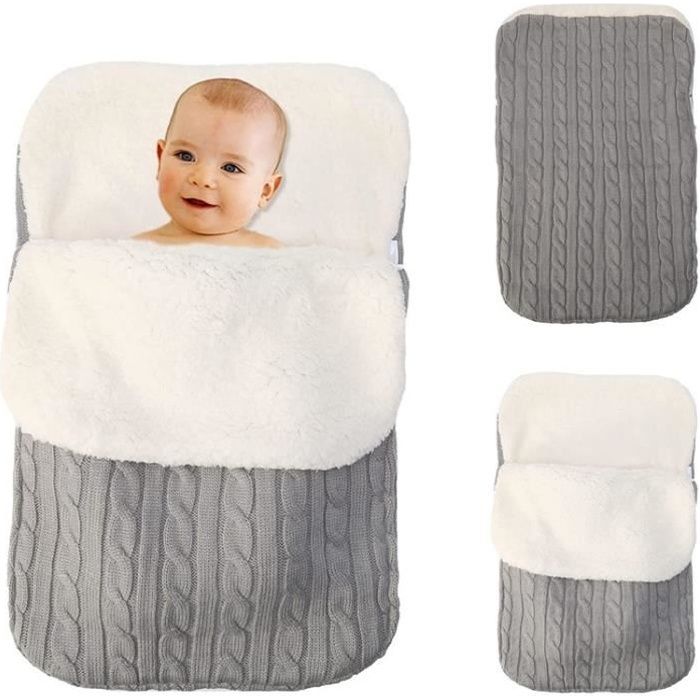 Bébé Gigoteuse Poussette Hiver Chanceliere Tricot Laine Epais les bébés de  0 à 12 mois,Gris - Cdiscount Puériculture & Eveil bébé