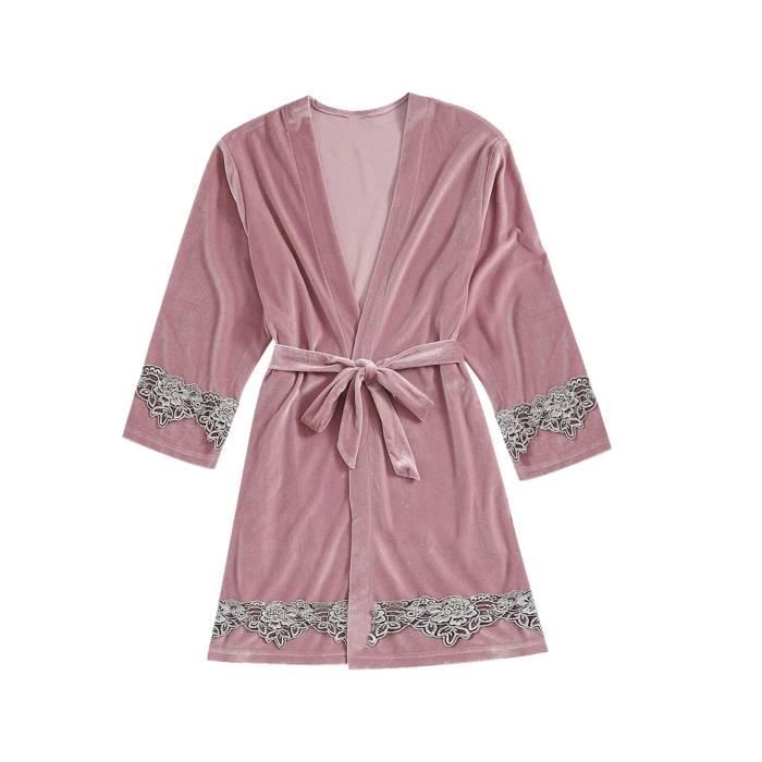 Chemise de nuit viscose extensible dentelle rose foncé noir élégant