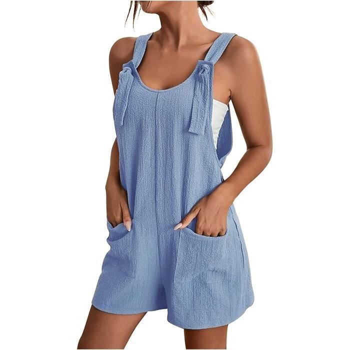 Pantacourt Femme Été 3/4 Ample Coton Lin - Pantalon Jogging Yoga Casual Avec Poches Taille Élastique