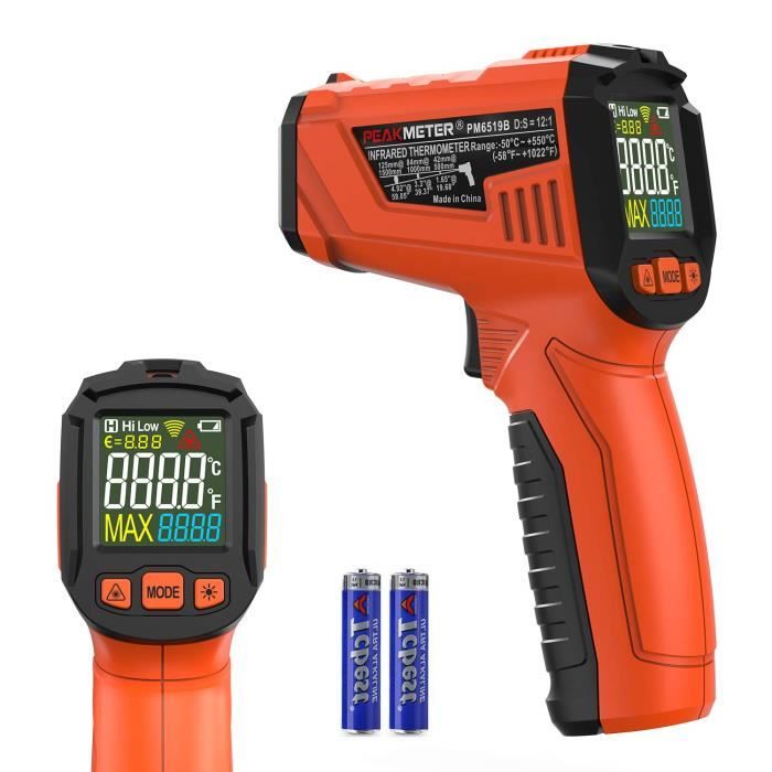 Thermomètre Infrarouge Laser Sans Contact -50°C à 550°C - Cuisine, Barbecue, Industrie (Non Pour Corps)