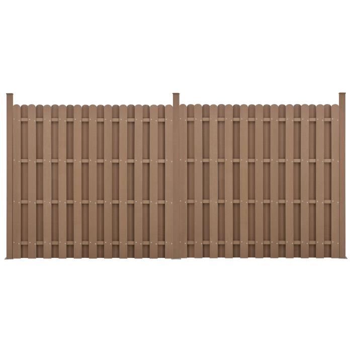 5 Pièces De Clôture Barrière Brise Vue Brise Vent Bois Composite Wpc Demi-cercle Arrondi Brun 185 X 932 Cm 82566784