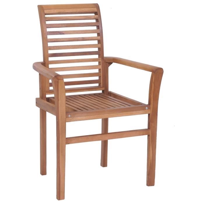 omabeta chaises de cuisine - chaises empilables de salle à manger 6 pcs bois de teck solide - meubles haut de gamme - m02137