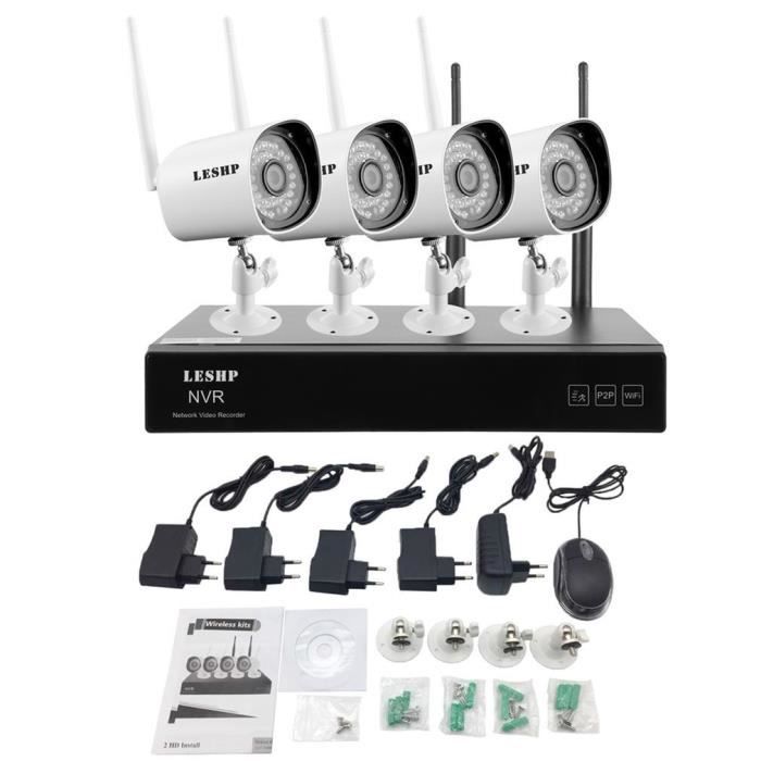 Kit Caméra Surveillance 720P sans fil extérieur + 4CH NVR avec 2pcs ...