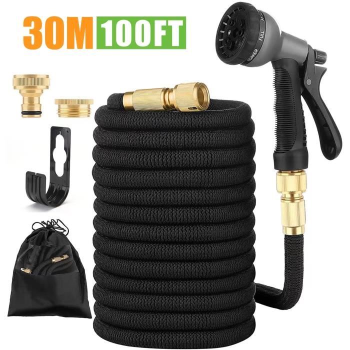 Tuyau Arrosage Extensible 30M Enrouleur de Tuyau dArrosage avec Support