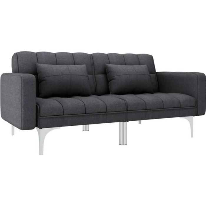 Canape Lit Canape D Angle Canape Droit Convertible Confortable Banquette Sofa 175 5 X 84 X 79 5 Cm L X P X H Contemporain Gris Cdiscount Maison