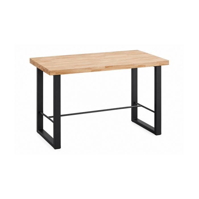 Table haute en bois coloris chêne nordique / pieds noir - Longueur 120 x profondeur 70 x Hauteur 100 cm Table haute en bois coloris chêne nordique / pieds noir - Longueur 120 x profondeur 70 x Hauteur 100 cm