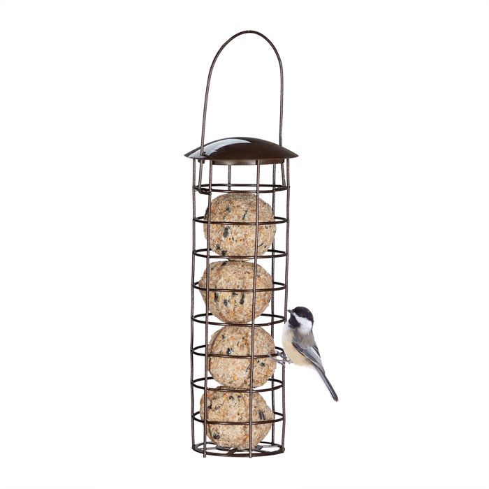 Comparer les prix de Relaxdays Support à boules de graisse pour oiseaux sauvages suspendre avec toit H x D : 31 x 85 cm marron