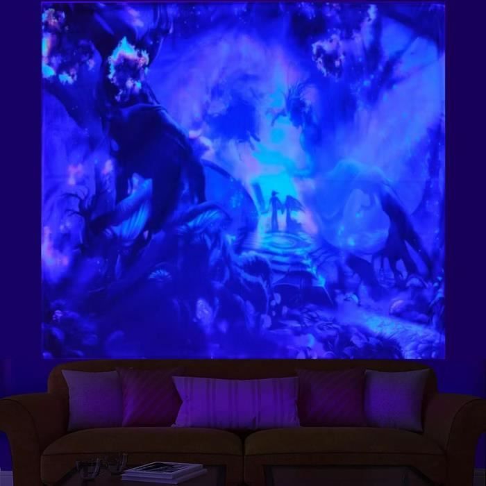 Grande Affiche Murale Réactive à La Lumière Noire UV - Tapisserie Dessin Animé 24x36 Pouces