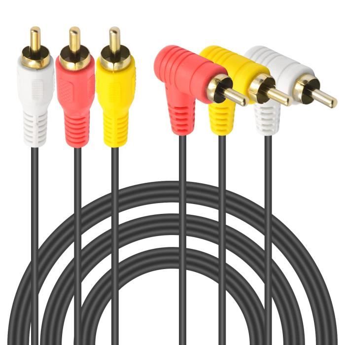 Câble Audio-vidéo Composite RCA 30 Pieds (9m) - 3 Connecteurs Mâle - Noir - Pour TV, DVD, Home Cinéma - SatelliteSale