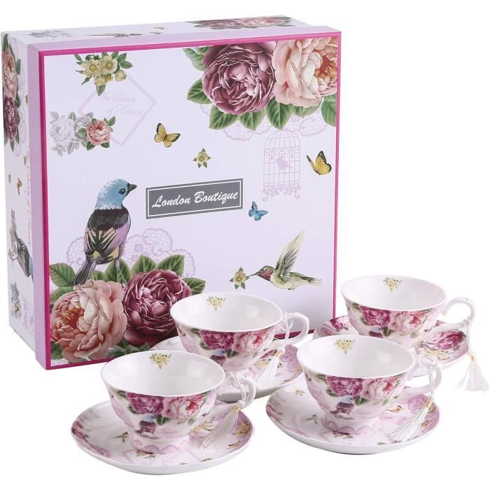 Tasses à Café Bee Happy - Lot De 4 - Céramique Lavable Micro-ondes