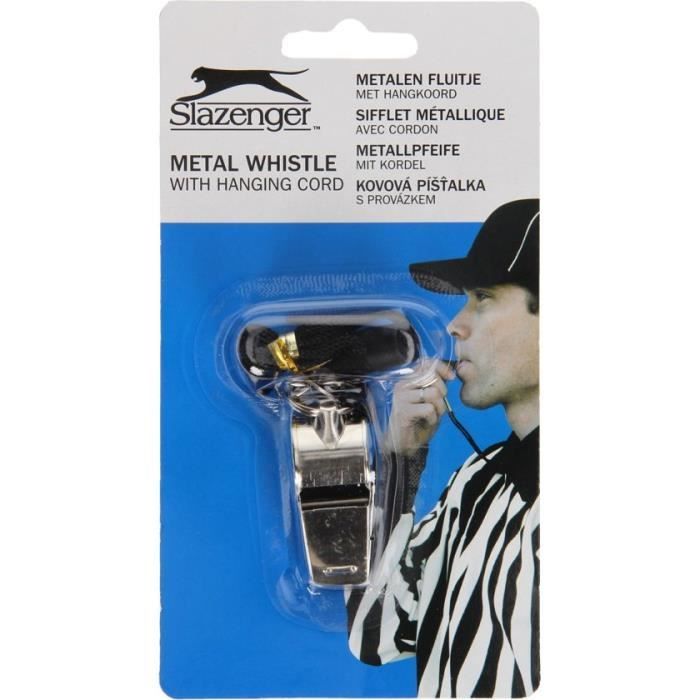Sifflet D'arbitre En Métal Avec Cordon – Acier Inoxydable, Noir, Neuf