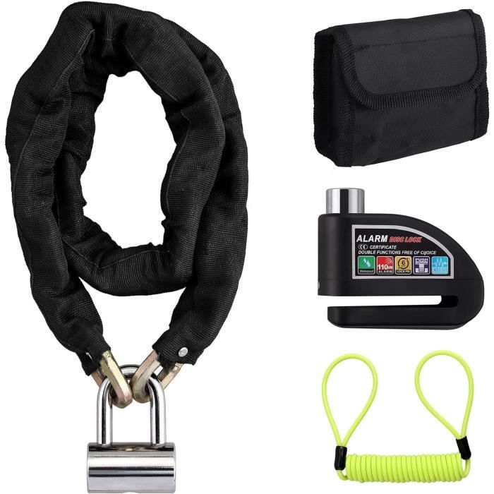 Antivol Moto Alarme 110 DB - Bloque Disque Rechargeable USB, Câble 1,5 M, 2 Clés, Universel - 4