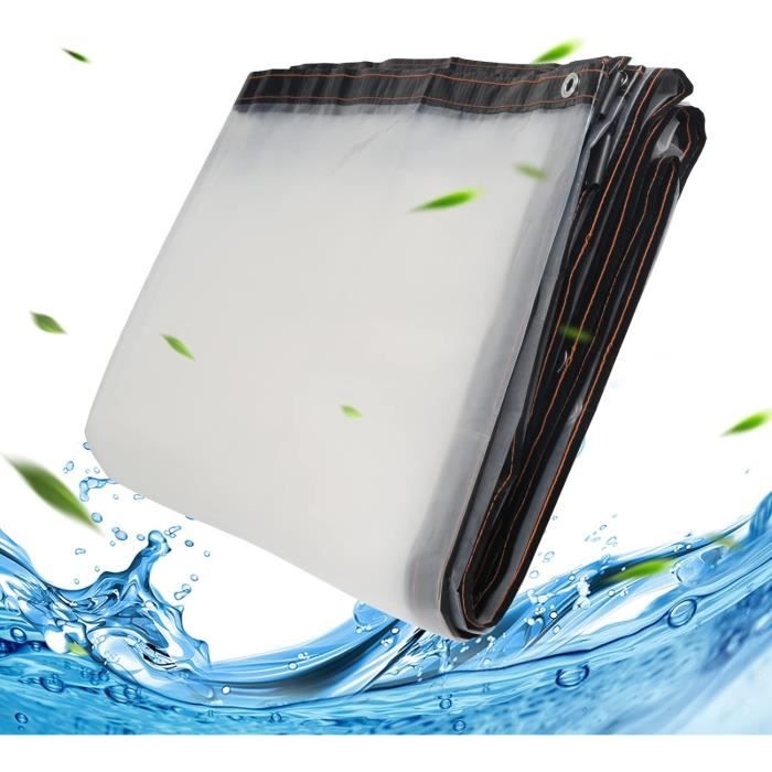 KOSHIFU 3x3m Bâche Transparente Avec Oeillets Bâche Imperméable Transparente Avec 10m Corde Pour