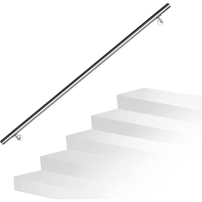Main Courante Inox SWANEW Rampe D'escalier En Acier Inoxydable, Main Courante Murale, Escalier, Longueur : 150 Cm Main Courante Pour Escalier