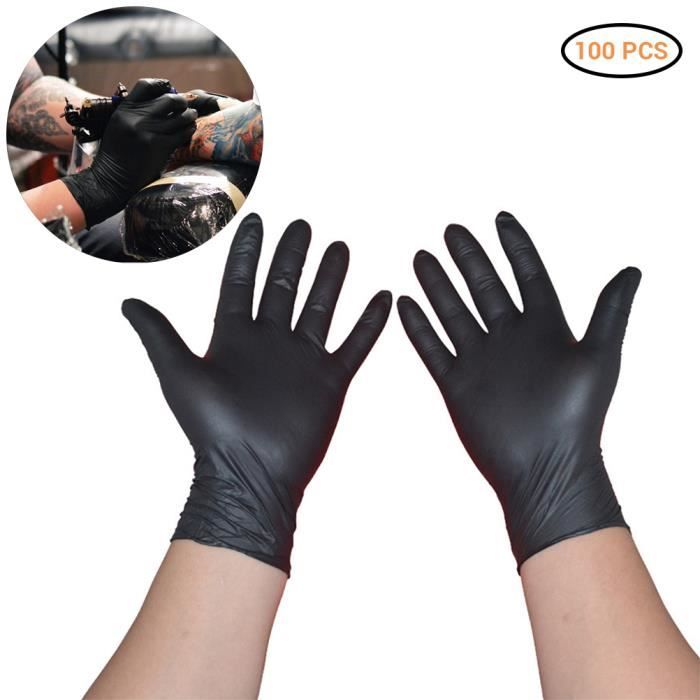 100 Unigloves Noir Perle Nitrile PF gants jetables tatouage mécanicien Nettoyage
