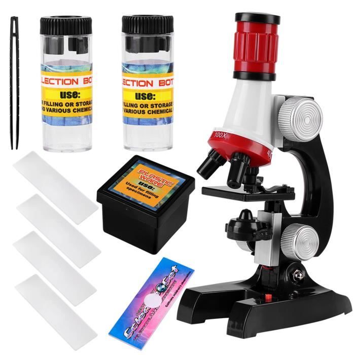 Microscope biologique pour enfants TBEST - Grossissement 100X, 400X et 1200X - Lumière LED puissante