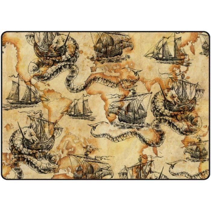 Grande Tapisserie Vintage Velours Multicolore – Chiens Jouant à La Piscine Avec Franges 46x72 Pouces