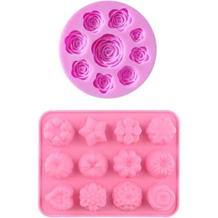 HomEdge Moule en forme de fleurs en silicone 6-cavités, ensemble de