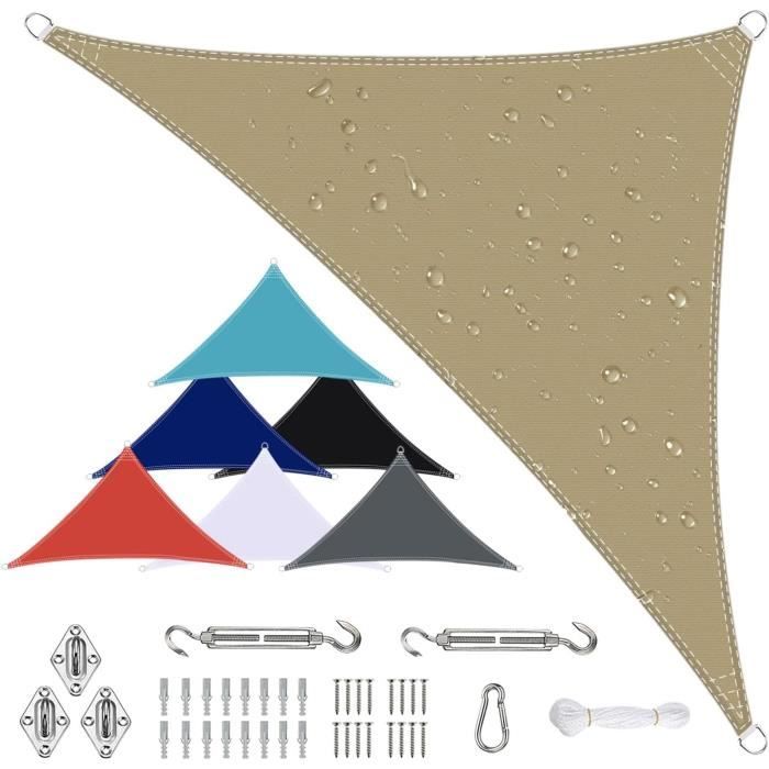 Voile D'Ombrage Triangulaire 3x3x3m - Protection UV Et Imperméable - Pour Jardin, Terrasse, Piscine, Camping