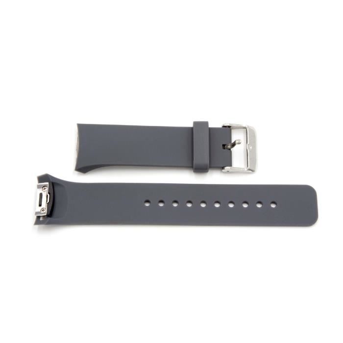 vhbw bracelet L compatible avec Samsung Galaxy Gear S2 Smart Watch montre connectée - 12.5cm + 8.5cm silicone gris