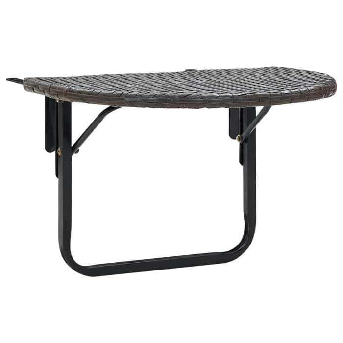 "promo"table extérieure lmt - table de balcon marron 60x60x40 cm résine tressée 3,6kg
