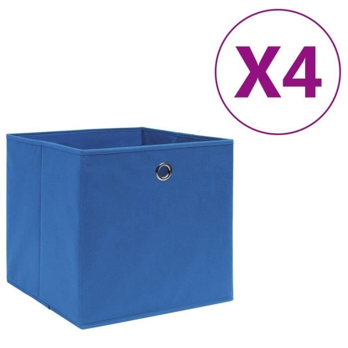 Boîtes de rangement - VIDAXL - 4 pcs - Tissu intissé - 28x28x28 cm - Couleur Bleu Boîtes de rangement - VIDAXL - 4 pcs - Tissu intissé - 28x28x28 cm - Couleur Bleu