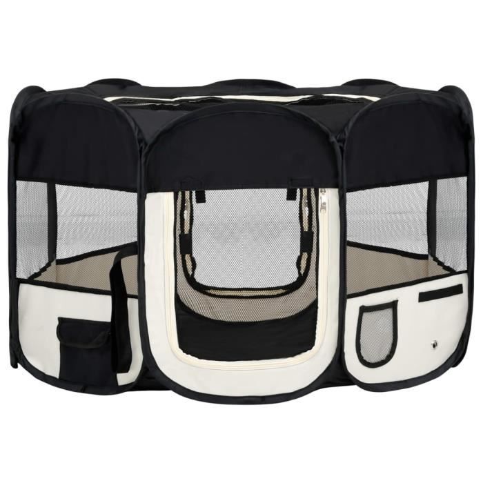 Parc pliable pour chien - MARQUE - 125x125x61cm - Noir - Sac de transport - Acier robuste