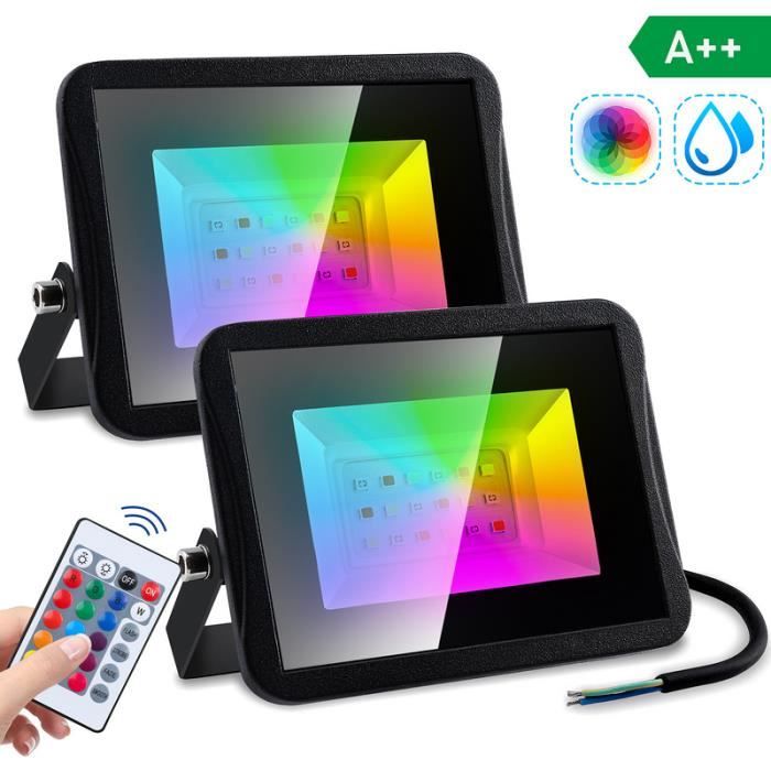 Projecteur LED RGB Extérieur Dimmable 10-100W - IP66, 230V, Télécommande, Neuf Sous Emballage