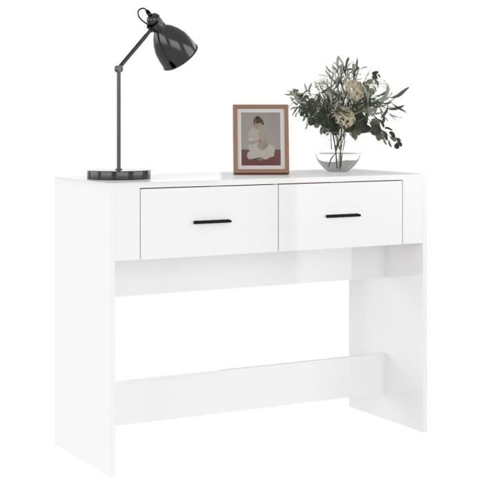 table console - yosoo - rho - blanc brillant - bois d'ingénierie - 100x39x75 cm
