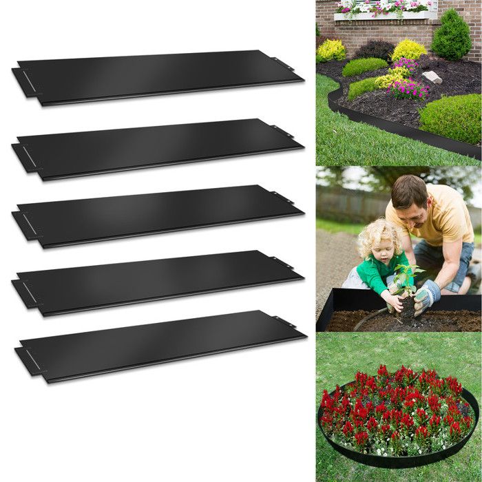 YUENFONG Lot de 20 bordures de pelouse en métal galvanisé Réglable pour plantes de jardin, légumes - 20m - 100 x 18 cm - Noir